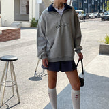 Loose Fit  Concept Quarter Zip Sweatshirt / Melange Grey