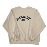 Loose Fit Memory Letters Embroidered Crewneck Sweatshirt / Beige