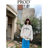 Loose Fit Memory Letters Embroidered Crewneck Sweatshirt / Beige