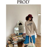 Loose Fit Memory Letters Embroidered Crewneck Sweatshirt / Beige