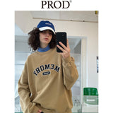Loose Fit Memory Letters Embroidered Crewneck Sweatshirt / Mustard Yellow