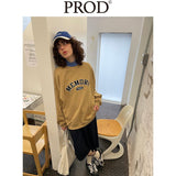 Loose Fit Memory Letters Embroidered Crewneck Sweatshirt / Mustard Yellow