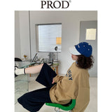 Loose Fit Memory Letters Embroidered Crewneck Sweatshirt / Mustard Yellow