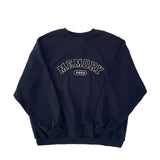 Loose Fit Memory Letters Embroidered Crewneck Sweatshirt / Navy Blue