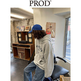 Loose Fit Memory Letters Embroidered Hoodie / Melange Grey