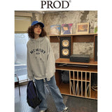 Loose Fit Memory Letters Embroidered Hoodie / Melange Grey