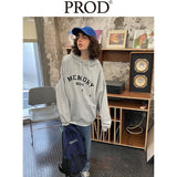 Loose Fit Memory Letters Embroidered Hoodie / Melange Grey
