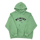 Loose Fit Memory Letters Embroidered Hoodie / Honeydew Green