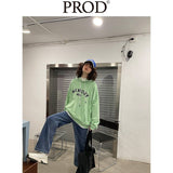 Loose Fit Memory Letters Embroidered Hoodie / Honeydew Green