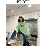 Loose Fit Memory Letters Embroidered Hoodie / Honeydew Green