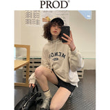 Loose Fit Memory Letters Embroidered Hoodie / Beige
