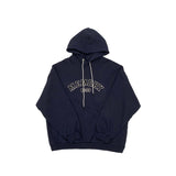 Loose Fit Memory Letters Embroidered Hoodie / Navy Blue