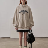Loose Fit Memory Letters Embroidered Hoodie / Beige