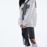 Loose Fit Pure Idea Print Crewneck Sweatshirt / White