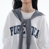 Loose Fit Pure Idea Print Crewneck Sweatshirt / White