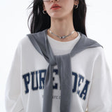 Loose Fit Pure Idea Print Crewneck Sweatshirt / White
