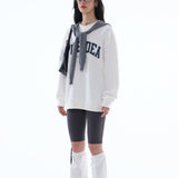 Loose Fit Pure Idea Print Crewneck Sweatshirt / White