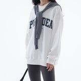 Loose Fit Pure Idea Print Crewneck Sweatshirt / White