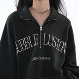Loose Fit Bubble Lusion Collared Jumper / Green