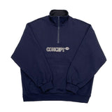 Loose Fit Concept Quarter Zip Sweatshirt / Navy Blue
