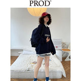 Loose Fit Concept Quarter Zip Sweatshirt / Navy Blue