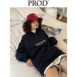 Loose Fit Concept Quarter Zip Sweatshirt / Navy Blue