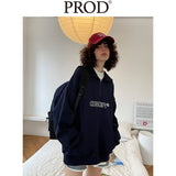 Loose Fit Concept Quarter Zip Sweatshirt / Navy Blue