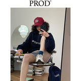 Loose Fit Concept Quarter Zip Sweatshirt / Navy Blue