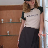 Slim fit Raglan Prodbldg Short Sleeve T-Shirt / Beige & Forest Green