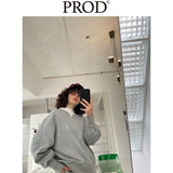 Loose Fit Ribbed Crewneck Sweatshirt / Melange Gray