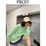 Loose Fit Ribbed Crewneck Sweatshirt / Green