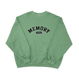Loose Fit Memory Letters Embroidered Crewneck Sweatshirt / Honeydew Green