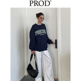 Loose Fit Pure Idea Print Crewneck Sweatshirt / Navy Blue