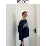 Loose Fit Pure Idea Print Crewneck Sweatshirt / Navy Blue
