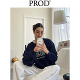 Loose Fit Pure Idea Print Crewneck Sweatshirt / Navy Blue