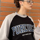 Loose Fit Pure Idea Raglan Crewneck Sweatshirt / Black Gray