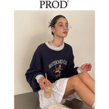 Loose Fit 1986 Skateboard Club Crewneck Sweatshirt / Navy Blue