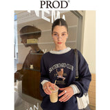 Loose Fit 1986 Skateboard Club Crewneck Sweatshirt / Navy Blue