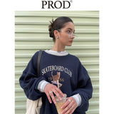 Loose Fit 1986 Skateboard Club Crewneck Sweatshirt / Navy Blue