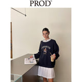 Loose Fit 1986 Skateboard Club Crewneck Sweatshirt / Navy Blue