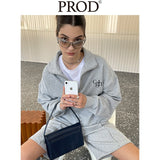 Loose Fit Cgh Quarter Zip Sweatshirt + Short Set / Gray