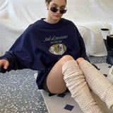 Loose Fit Two Dalmatians Crewneck / Navy Blue