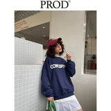 Loose Fit Concept Plush Embroidered Sweatshirt / Navy Blue