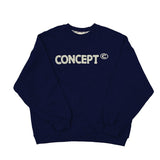 Loose Fit Concept Plush Embroidered Sweatshirt / Navy Blue