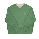 Loose Fit Ribbed Crewneck Sweatshirt / Green