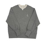 Loose Fit Ribbed Crewneck Sweatshirt / Melange Gray