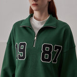 Loose Fit 1987 Quarter Zip Sweatshirt / Forest Green