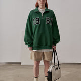 Loose Fit 1987 Quarter Zip Sweatshirt / Forest Green