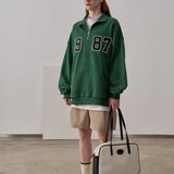 Loose Fit 1987 Quarter Zip Sweatshirt / Forest Green