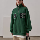 Loose Fit 1987 Quarter Zip Sweatshirt / Forest Green